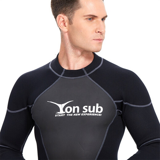 YON SUB one-piece wetsuit 1.5mm men and women winter swimming warm long-sleeved wetsuit snorkeling suit black M
