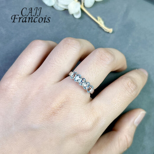 Pearl edge Jingcui 1.0 carat aquamarine ring for women, natural colored gemstone, jewelry gemstone 925 inlaid jewelry, No. 13