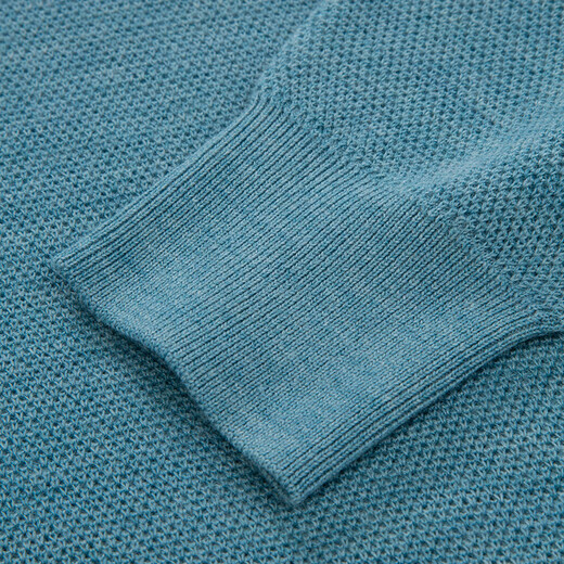 Dongbolini Autumn and Winter New Men's Round Neck Wool Sweater Solid Color Basic Warm Sweater Trendy Creek Blue One Size 46