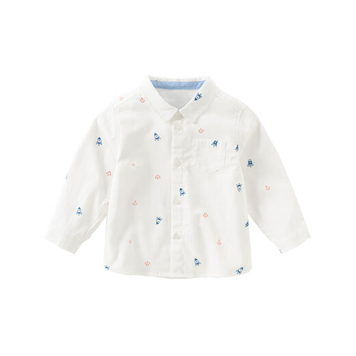 DAVE&BELLA children's shirts, boys' long-sleeved shirts, casual male baby clothes, children's tops, spring new toddler children's clothes, white background printing, in stock 110 cm (recommended height 100-110cm)