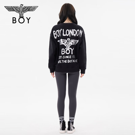 BOY LONDON spring unisex long-sleeved graffiti printed loose and cool round neck pullover sweatshirt N03042 black XS