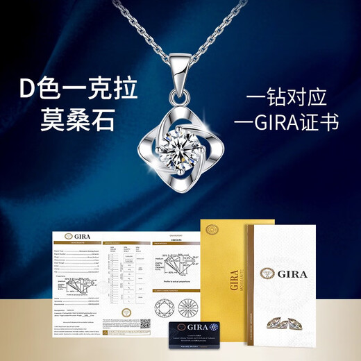 LAOLATU Four-leaf Clover Necklace for Women Platinum PT950 Pendant to Commemorate Love as a Birthday Gift for Girlfriend and Wife Platinum Model - Inlaid with Heart of the Ocean Topaz