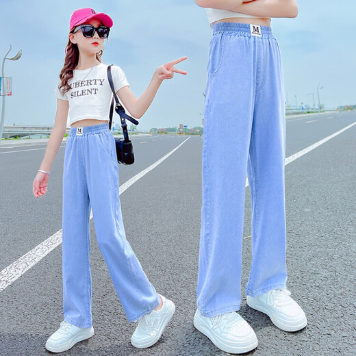 Disney (Disney) Kinderkleidung Girls Jeans Jeans Sommer Dünne Kindersporthosen kleine Mädchen Hosen mittel- und großer Kinderschüler Moskito-Repellenthose Blau 835-170 für Höhe 160-170 cm Alter 14-15