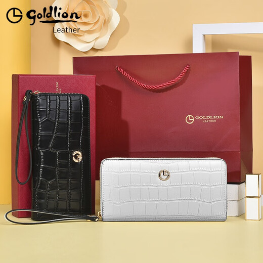 Goldlion Ladies Clutch 2025 New Fashion Long Wallet Multifunctional Light Luxury Women's Bag Women's Day Gift White