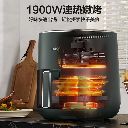 苏泊尔（SUPOR）空气炸锅 可视窗口不用翻面家用多功能5升大容量电炸锅免翻面上下立体加热蒸汽嫩炸 KD50D880