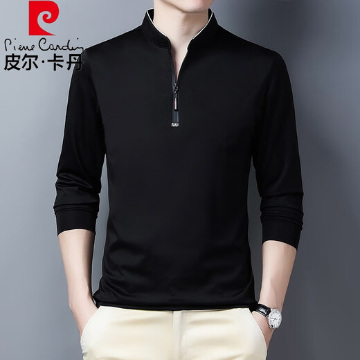 皮尔卡丹（pierre cardin）秋季中年男士长袖t恤立领卫衣半拉链秋衣打底衫爸爸春秋薄款体恤 6623哈青 薄款 S 165