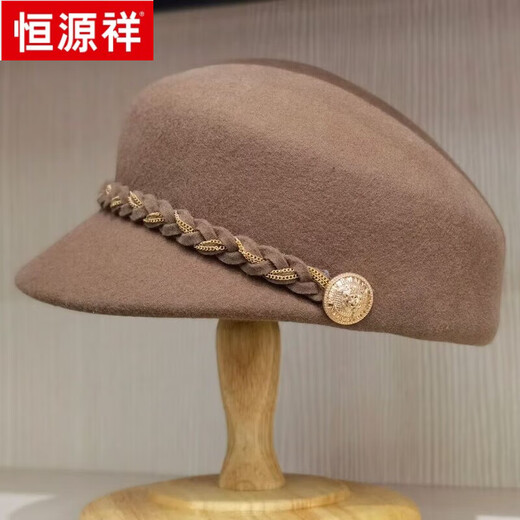 Hengyuanxiang wool hat women's beret autumn and winter versatile painter's hat bud hat woolen hat winter fashion pumpkin hat pink one size