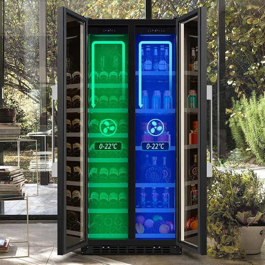 BAIKAILUN variable frequency wine cabinet dual temperature constant temperature red cabinet home living room ice bar office tea refrigerator double door office thin zero embedded bench embedded freezer embedded glass refrigerator mirror dual temperature ice bar + ice bar 800L thin section