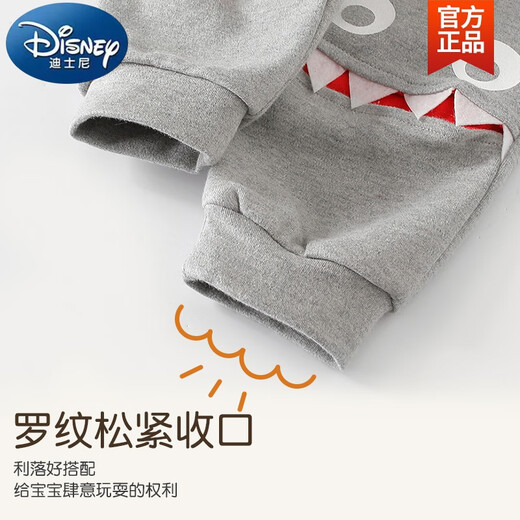 迪士尼（Disney）男童裤子秋装2025新款春秋季宝宝束脚长裤儿童休闲裤加绒炸街潮裤 ~DJ9755灰色~ 73 cm