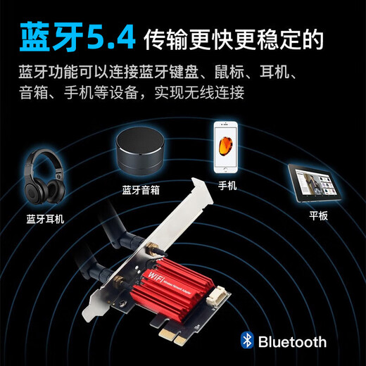 PERCKO WIFI7无线网卡intel英特尔BE200电竞游戏PCI-E无线网卡台式机专用蓝牙5.4二合一电脑wifi接收器