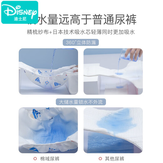 迪士尼（Disney）新生儿初生婴儿尿布纯棉可洗尿片全棉宝宝介子春秋季纱布尿戒子芥 海豚2条(瞬吸防侧漏) 2条装 小码(6-12斤)