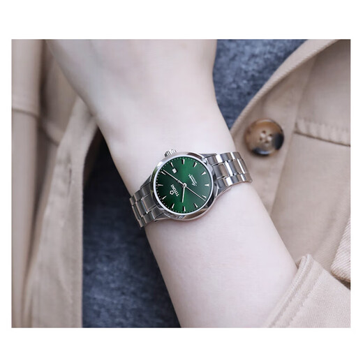 Plum Blossom (Titoni) Frauenwache Schweizer Uhr Air Overlord Serie Automatische Maschinen Frauenwache 23733-S-673 Stahlgürtelgrün-Scheibe