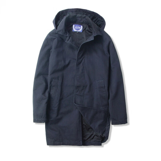 JEEP SPIRIT吉普春秋男款潮流欧美翻领工装纯棉风衣美式复古中长款休闲外套男 深蓝色 单衣款(现货) S -适合体重120斤内