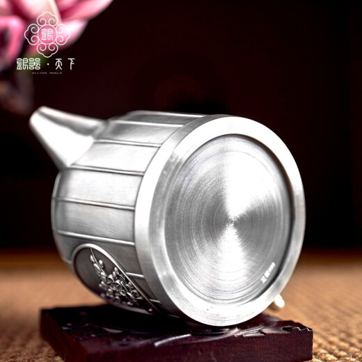 银器天下 足银茶壶999足银茶具套装 银茶杯足银煮茶烧水壶 足银功夫茶杯 玲珑茶具产品配防伪检签 玲珑银茶具套装695克配证书