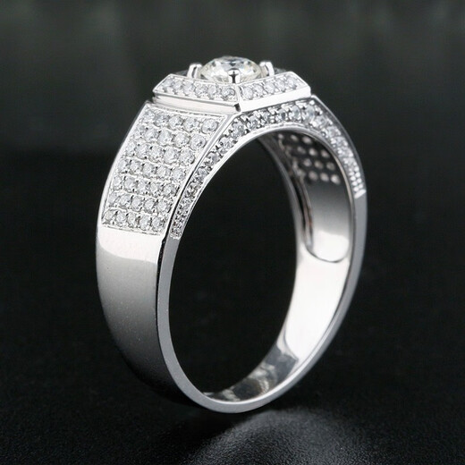 FR platinum men's ring diamond ring men's diamond ring luxury group setting PT950 platinum ring diamond ring 520 gift recommended main diamond 30 points + secondary diamond 50 points IJ color