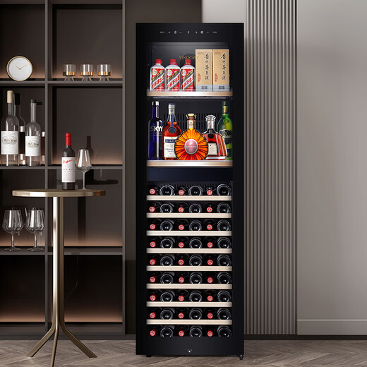 Vinocave wine cabinet constant temperature wine cabinet moisturizing compressor home living room fresh wine refrigerated storage display cabinet beverage frost ice bar ultra-thin model JC-268B (foreign wine rack model) - 254L wine cabinet