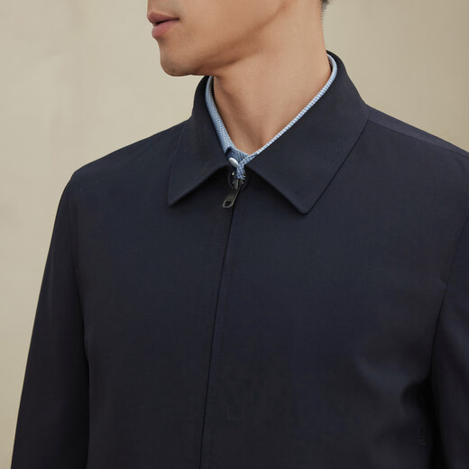 Ordos 1980 autumn and winter wool lapel business zipper jacket men's casual jacket 1980 blue M 170/92A