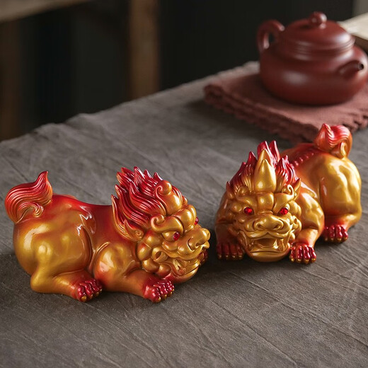 Flush color-changing ornaments, color-changing Pixiu tea pets, can be raised and played with, tea table ornaments, high-end tea tables, lucky tea pet boutiques, Huoyun Pixiu ornaments, male-gold