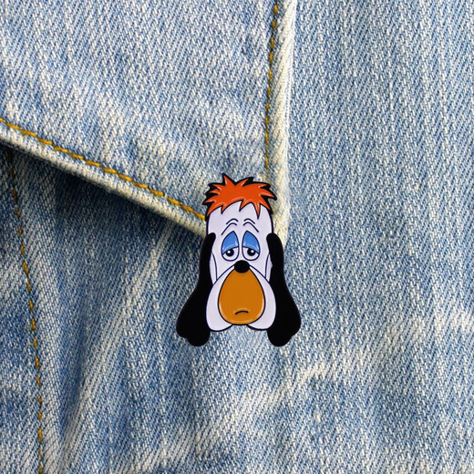 UHFR Cartoon Drupe Doupey Dog Basset Hound Brooch Enamel Pin Badge Accessories
