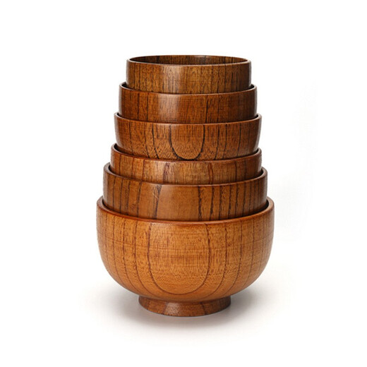 BOMP Japanese jujube wood bowl children's wooden bowl solid wood bowl instant noodle bowl home tableware custom engraving food supplement bowl diameter 9.5cm