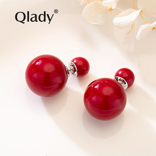 Qlady women's double-sided earrings 925 silver pearl earrings for female students, Korean style temperament, Korean personality, simple and sweet earrings, female fashion internet celebrities, the same decorative earrings, crown style - champagne gold