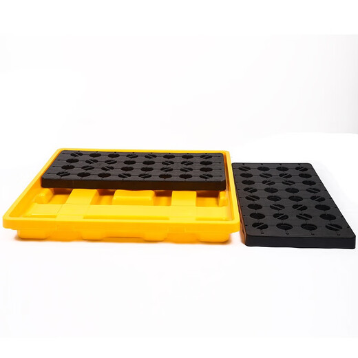 Xingyun Plastic hazardous waste anti-leakage pallet hazardous chemical leakage secondary container leakage waste liquid oil barrel oil connection tray B2 two barrel pallet model 1300*690*150mm
