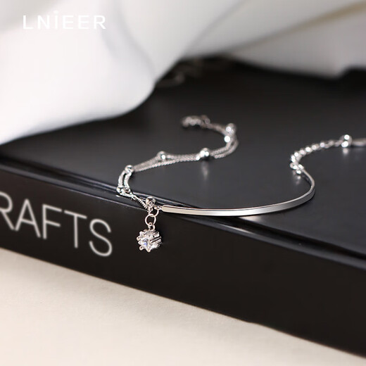 LNIEERS925 Серебряный двухслойный звездный браслет женского браслета сладкий гандикапы легкая роскошная ниша изысканная изысканная высококачественная браслет лучшего друга [S925 Silver] Двойной звездный браслет