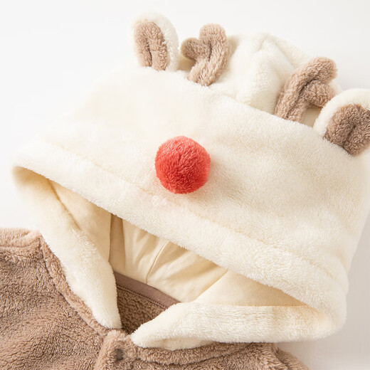 DAVE&BELLA children's jumpsuit for 100-day baby boy outing clothes, baby girl's rompers, baby pajamas, autumn and winter toddlers, milk coffee color 73cm (recommended height 66-73cm)