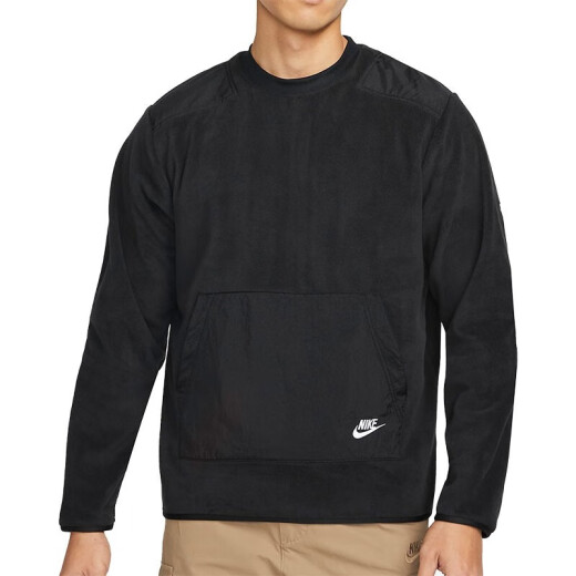 耐克（NIKE）卫衣男士春秋季外套摇粒绒保暖运动服时尚圆领休闲套头衫 DD4855-010黑色  M