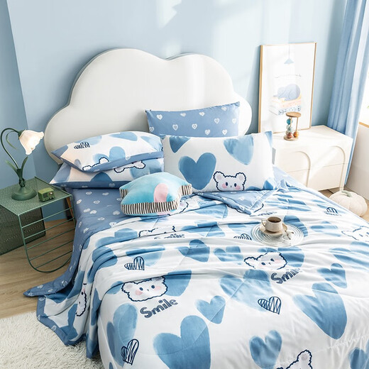 Grace (Grace) Baby Summer Cichet, Children Summer Cidil, Pure Cotton Air Climatiner Coutral, Summer Single Mindergarten peut laver la courtepointe mince, Bobo Bear 110x150CM, environ 1,1 Jin [Jin est égal à 0,5 kg]
