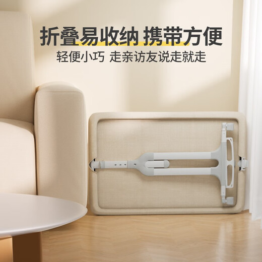 ULOP crib, removable splicing baby bed, multi-functional bed, newborn baby rocking bed, rocking bed, khaki, changing table + mosquito net + mat