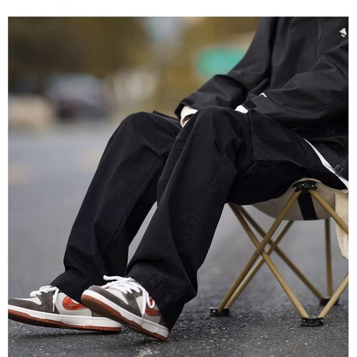 POUM men's autumn and winter long pants men's trendy brand 2025 new overalls men's vibe style straight casual pants men SM-DS19 dark gray 2XL 135-150Jin Jin is equal to 0.5kg The size is too small. It is recommended to take a larger size