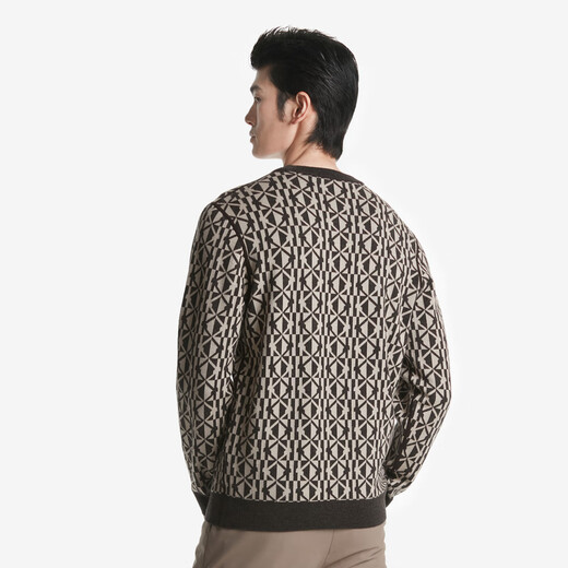 Jinba Herren -Kleidung [neues Gegenprodukt] 2025 Herbst- und Winterrunde Hals Cardigan Cardigan Byyt3937 Deep Coffee XL (180)