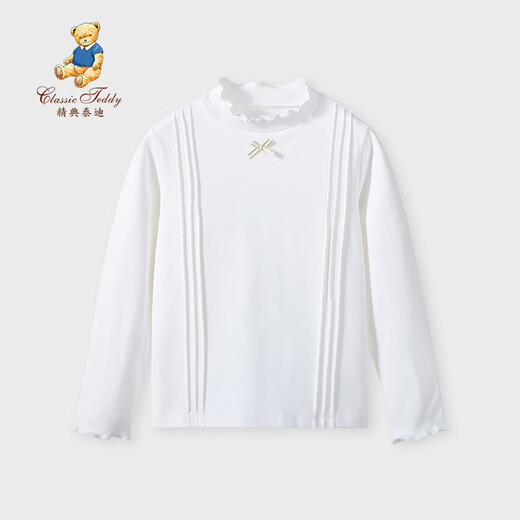 Classic Teddy classic Teddy girls' bottoming shirt children's T-shirt long sleeve medium and large children's clothing lady's clothing versatile white 140