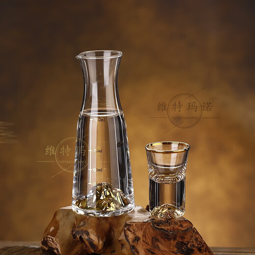 VETROAMANO crystal glass Jinshan white wine cup scale wine divider storage set high-end one-cup spirits cup 8 pots 8 cups handleless Jinshan style