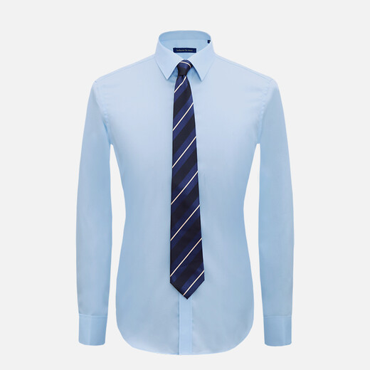 Guillaume de Mons pure cotton long-sleeved shirt blue men's French shirt business shirt slim wedding formal easy-care no-iron shirt blue twill 41