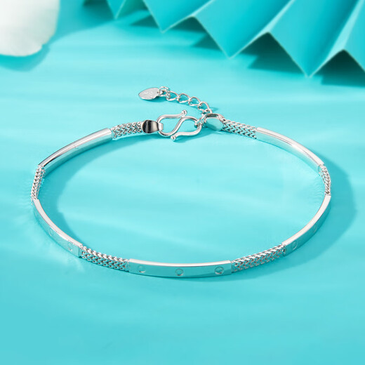 Yuan Shengfu's new PT950 fine square braided platinum bracelet, fashionable women's platinum bracelet, women's model, 4.96 grams, length 16-18cm adjustable