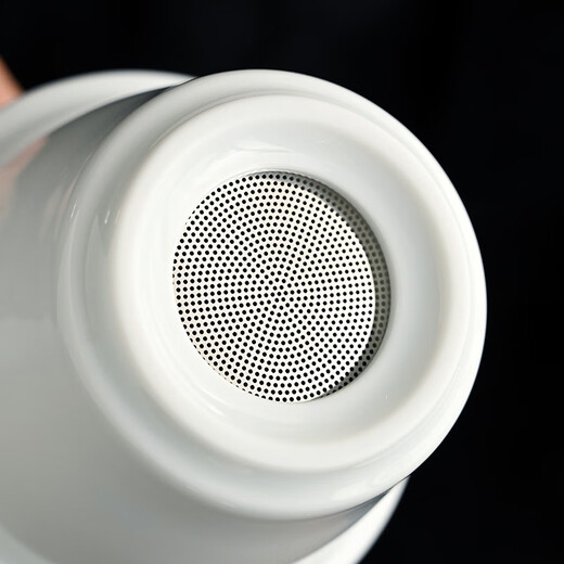 Gold inlaid jade tea cup, office conference room tea cup, tea water separation and filtration ceramic gift box, Lotus tea cup