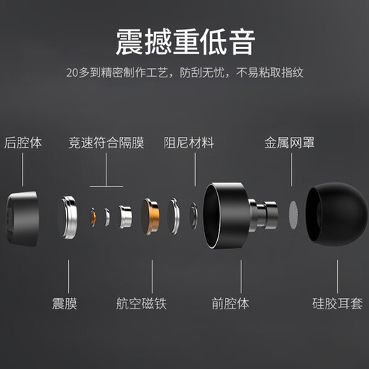 JBLT110 wired headset stereo in-ear headset computer game sports headset suitable for 3.5mm interface equipment black