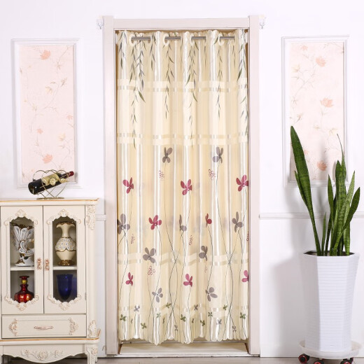 Mondorf door curtain fabric punch-free door curtain partition curtain home bedroom blackout air-conditioning curtain living room wind-blocking four-leaf clover [with telescopic rod] door curtain width 150*height 200cm [suitable for door width 75-100]