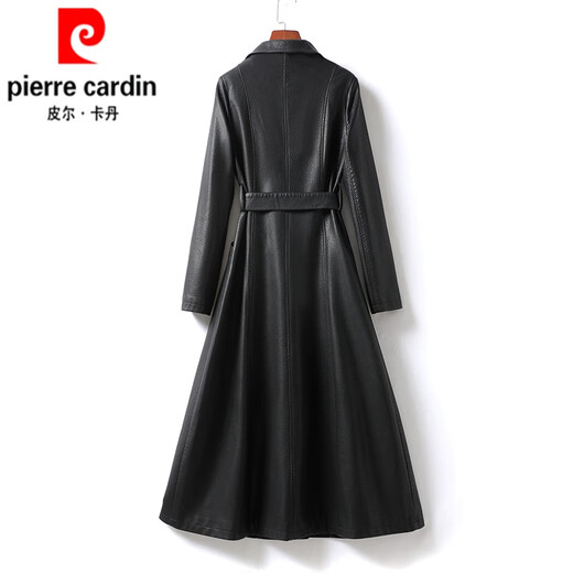 Pierre Cardin 2025 Spring and Automne Nouveaux vêtements en cuir Hauning Vêtements de trench à température mince des femmes manteau de fourrure en peau de mouton en cuir noir 2xl recommandé 115-125jin [Jin est égal à 0,5 kg]