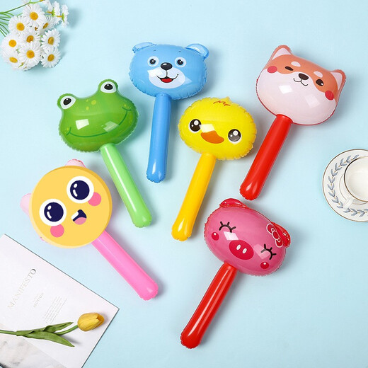 Seien Sie zu Cartoon tierbläsbar Hammer aufblasbares Spielzeug PVC Hammer Bell Blasable Hammer Kinderleder Hammer Hammer Kurzstab Cartoon aufblasbare Hammer [5 Pakete] Beinhaltet aufblasbarer Stecker