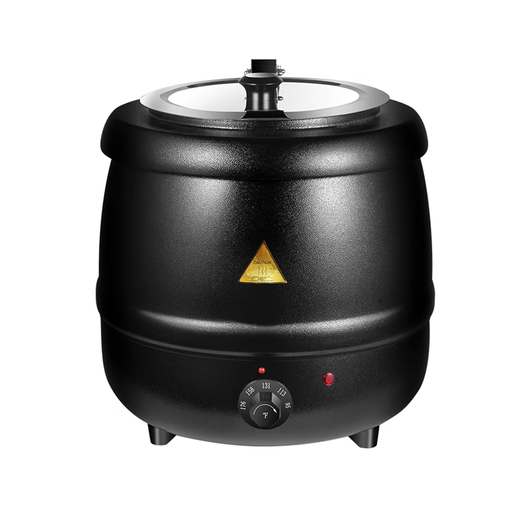 Cantonese Warm Soup Pot Commercial Stainless Steel Electric Heating Insulated Soup Pot Hotel Breakfast Buffet Warm Porridge Pot Warming Soup Stove 13L Drum Type Black Soup Pot Small Mouth Lid 201 Liner