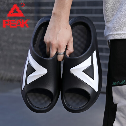 匹克态极拖鞋小胖拖男女款2025夏季新款户外沙滩运动拖鞋居家舒适凉拖 黑色/乳白 45