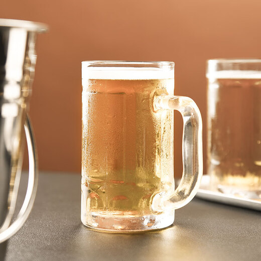 CLITON glass beer mug with handle beer mug bar restaurant large capacity 410ml drink cup juice cup 6 pack