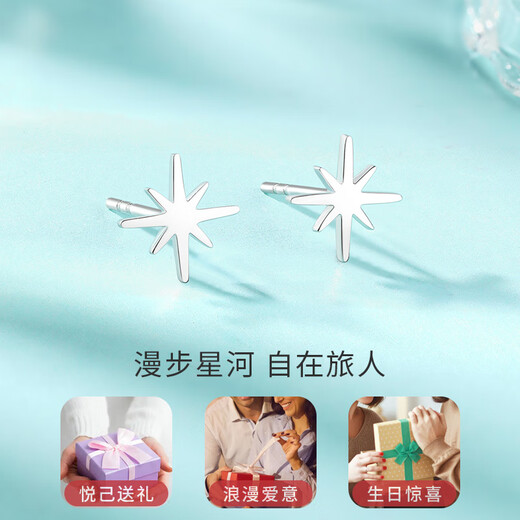 Liuguifu Jewelry PT950 Platinum Earrings Galaxy Traveler Platinum Earrings for Women PT0200063 0.95g