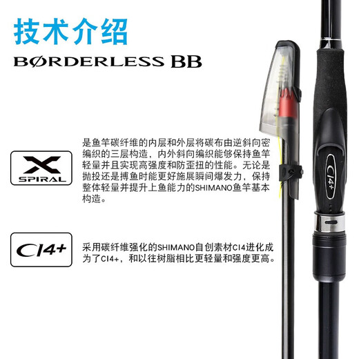 SHIMANO Shimano 23 new BORDERLESS BB fishing rod wave anti-slip drift carbon sea fishing rod 4.6m 460MH-T (No. 1.7)