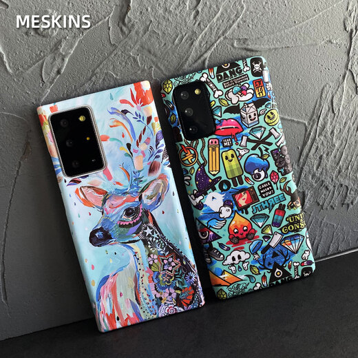 meskins 适用于三星手机壳磨砂小鹿外壳潮牌galaxy男女新款来图定制超薄磨砂简约卡通保护套 829炸裂 Note20Ultra
