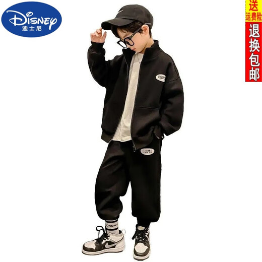 Disney (DISNEY) Boys Autumn Clothing Set 2024 New Big Children Spring and Autumn Sports Two-piece Set Western Fashionable Autumn Clothes Trendy Children's Clothing Gray 130