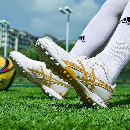 
FEELACES football shoes broken nails TF men and women adult children's shoes for youth anti-slip training artificial grass middle school entrance examination leather rubber sole shoes 2022 Platinum broken nails 41 [socks + protective plate + shoe bag]